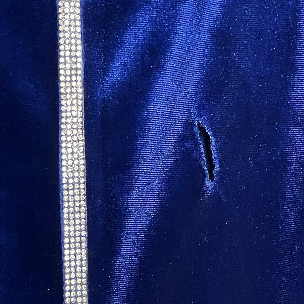 Akira Mia Luxe 2PC Outfit‎ Set Size M Cobalt Blue Velvet Rhinestone Glam Party - Picture 11 of 16